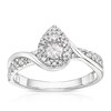 Thumbnail Image 1 of 9ct White Gold 0.40ct Diamond Twisted Pear Halo Ring