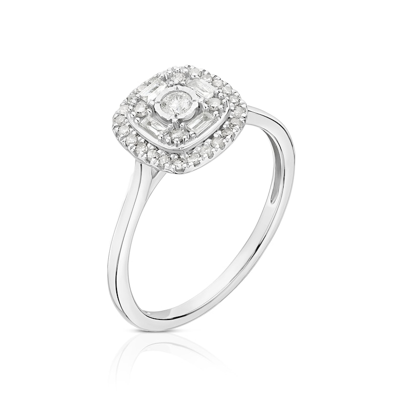 Main Image 2 of 9ct White Gold 0.25ct Diamond Cushion Cluster Ring