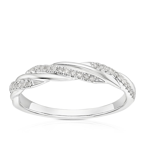 9ct White Gold 0.12ct Diamond Twist Eternity Ring
