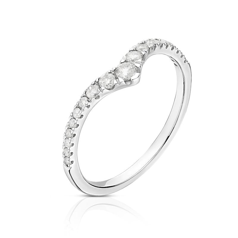 Main Image 2 of 9ct White Gold 0.25ct Diamond V Shape Eternity Ring