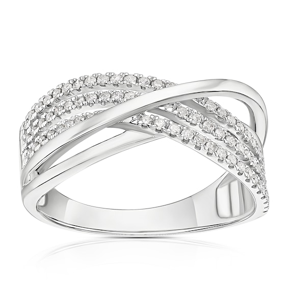 9ct White Gold 0.25ct Diamond Crossover Eternity Ring