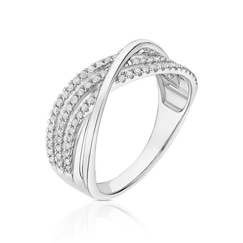 Main Image 2 of 9ct White Gold 0.25ct Diamond Crossover Eternity Ring