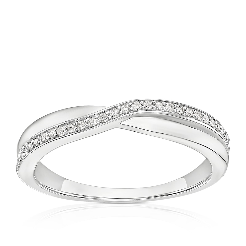 Main Image 1 of 9ct White Gold Diamond Crossover Eternity Ring