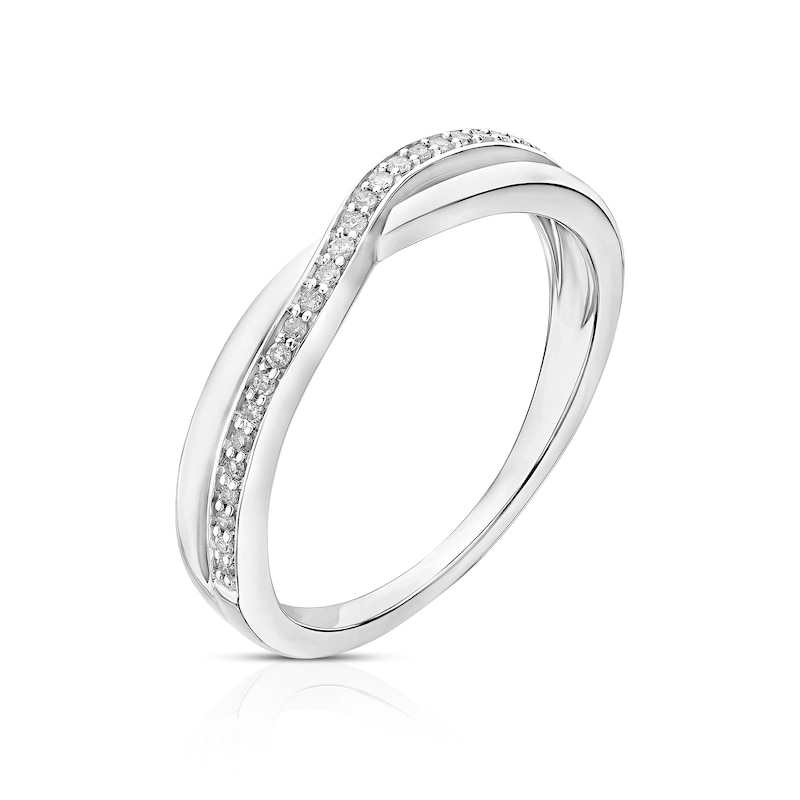 Main Image 2 of 9ct White Gold Diamond Crossover Eternity Ring