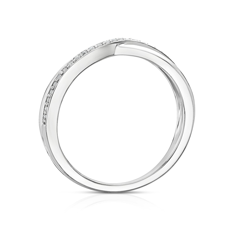 Main Image 3 of 9ct White Gold Diamond Crossover Eternity Ring