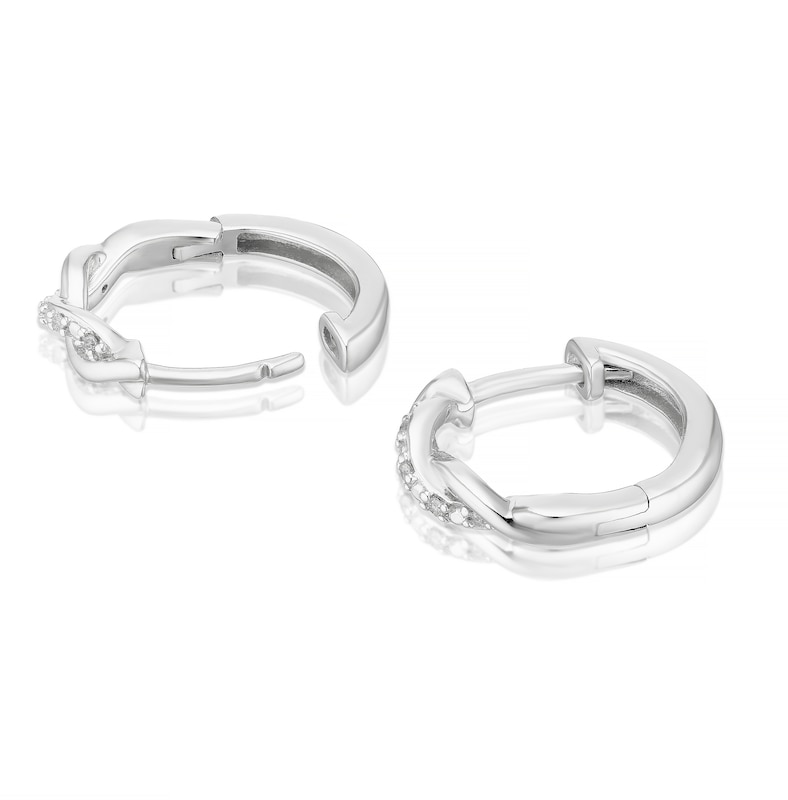Main Image 2 of 9ct White Gold Twist Hoop Diamond Earrings