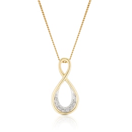 9ct Yellow Gold Diamond Twist Drop Earrings