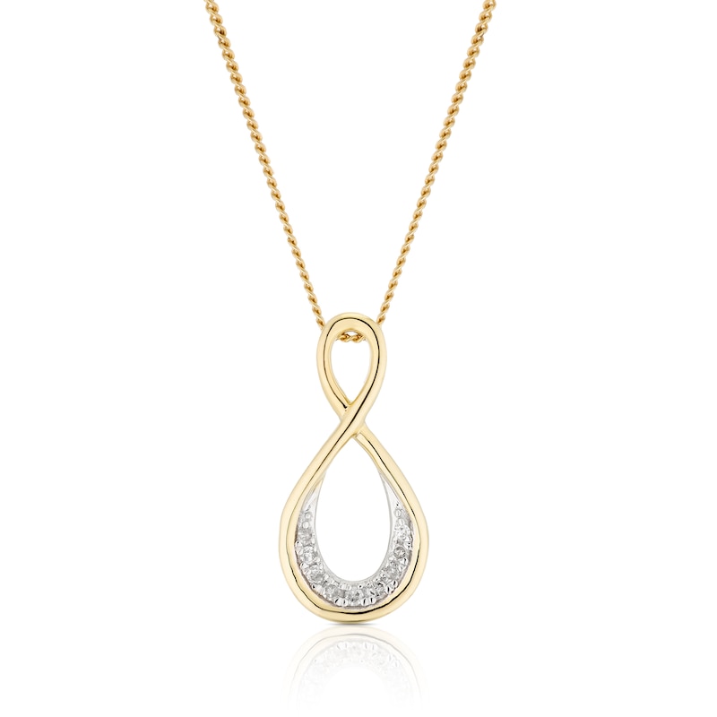 Main Image 1 of 9ct Yellow Gold Diamond Twist Drop Earrings
