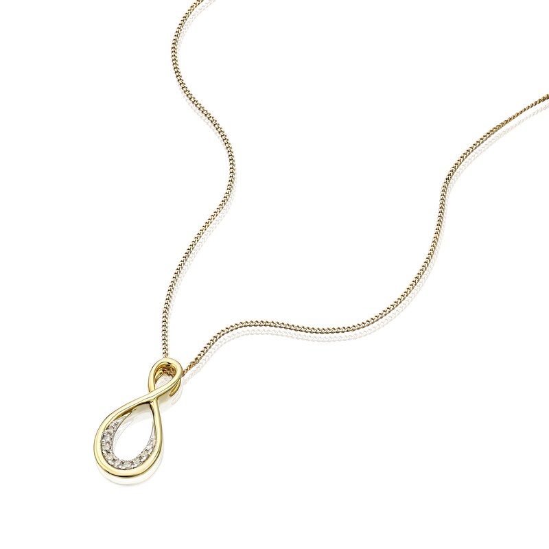 Main Image 2 of 9ct Yellow Gold Diamond Twist Drop Earrings