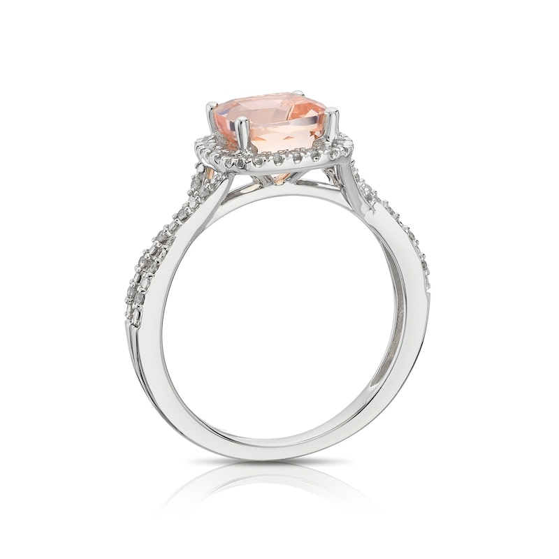 Main Image 3 of 9ct White Gold 0.15ct Diamond & Morganite Ring