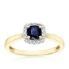 Thumbnail Image 1 of 9ct Yellow Gold Diamond & Sapphire Cushion Ring