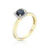 Thumbnail Image 2 of 9ct Yellow Gold Diamond & Sapphire Cushion Ring