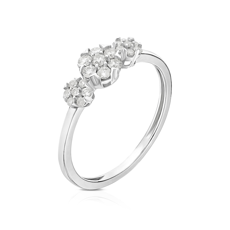 Main Image 2 of 9ct White Gold 0.25ct Diamond Trilogy Cluster Ring