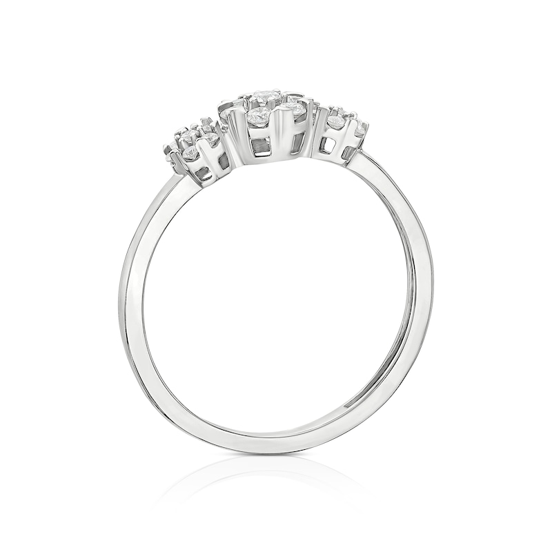 Main Image 3 of 9ct White Gold 0.25ct Diamond Trilogy Cluster Ring