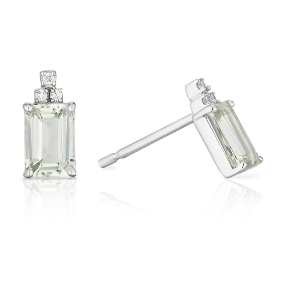9ct White Gold Green Amethyst Stud Earrings