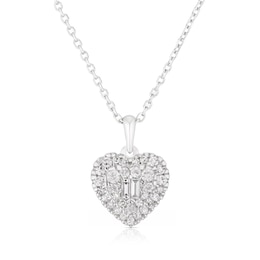 9ct White Gold 0.20ct Diamond Heart Pendant Necklace