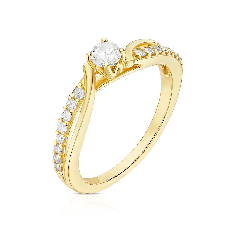 Main Image 2 of 9ct Yellow Gold 0.33ct Diamond Twist Solitaire Ring
