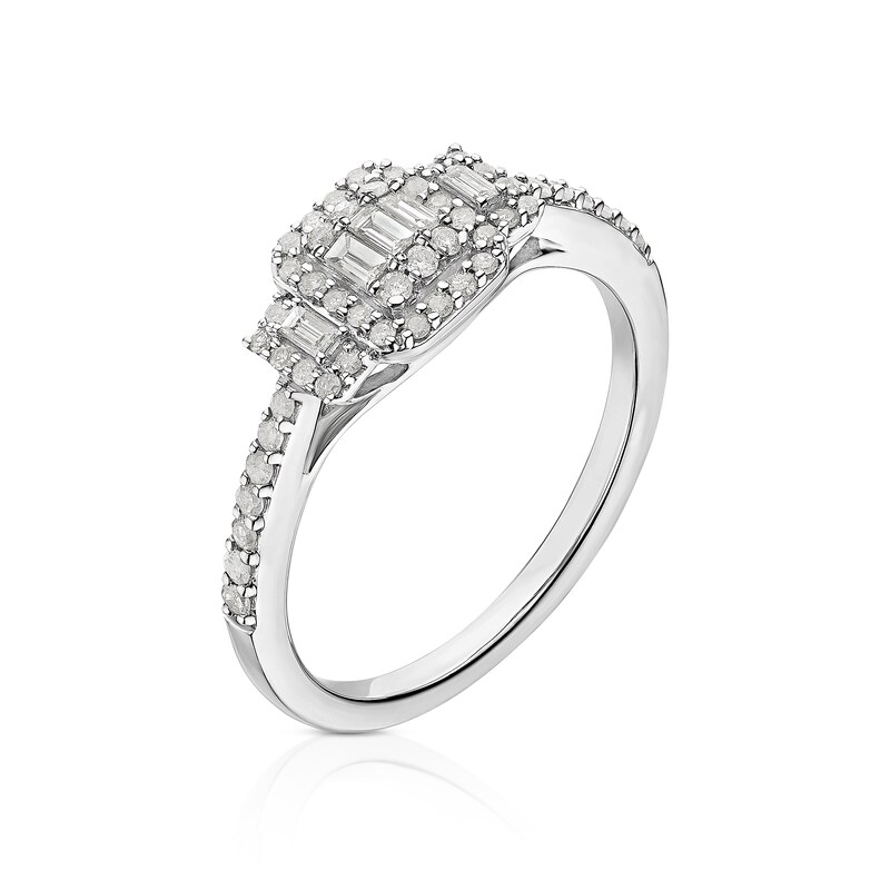 Main Image 2 of 9ct White Gold 0.33ct Diamond Trilogy Cluster Ring