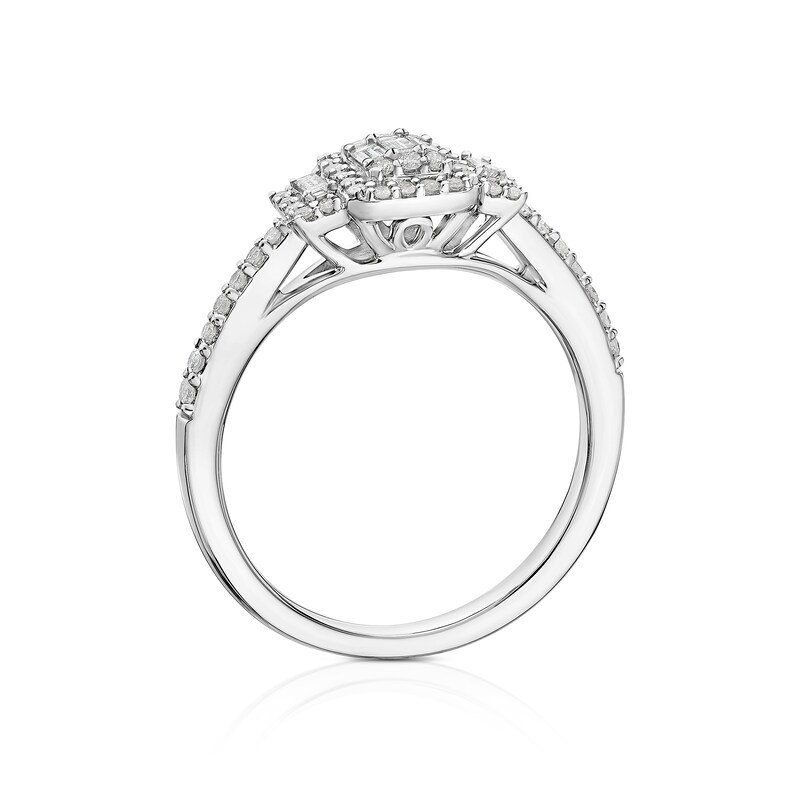 Main Image 3 of 9ct White Gold 0.33ct Diamond Trilogy Cluster Ring