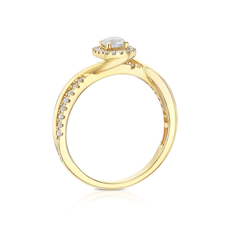 Main Image 3 of 9ct Yellow Gold 0.33ct Diamond Twisted Cushion Halo Ring