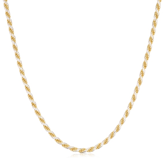 Sterling Silver & Yellow Gold Plated Twisted 16" Rope Chain