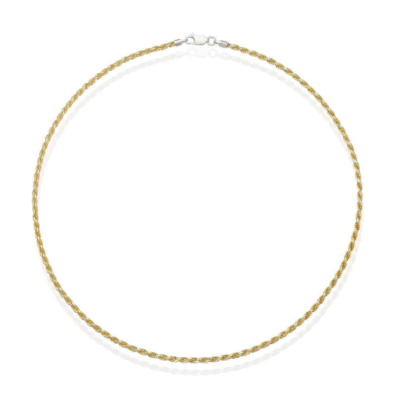 Main Image 2 of Sterling Silver & Yellow Gold Plated Twisted 16" Rope Chain