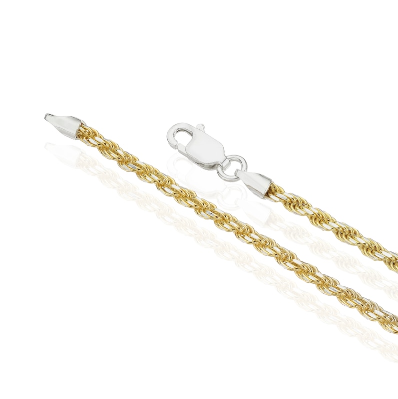 Main Image 3 of Sterling Silver & Yellow Gold Plated Twisted 16" Rope Chain