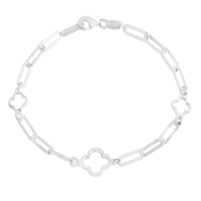 Main Image 1 of Sterling Silver Clover Detail Bracelet