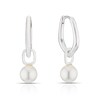 Thumbnail Image 1 of Sterling Silver Pearl Drop Organic Hoop Earrings