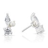 Thumbnail Image 1 of Sterling Silver Cubic Zirconia & Pearl Cluster Stud Earrings