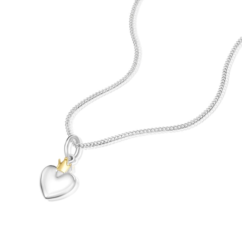 Main Image 2 of Children's Sterling Silver & Yellow Gold Plated Heart Crown Pendant 14+2&quot; Necklace
