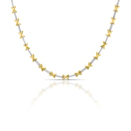 Sterling Silver & Yellow Gold Plated Cross Cubic Zirconia Necklace
