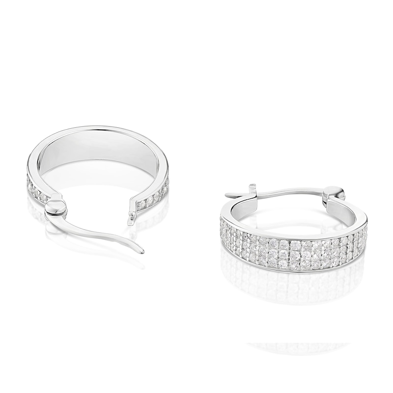 Main Image 2 of Sterling Silver Pavé Set Cubic Zirconia Hoop Earrings