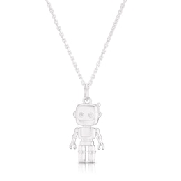 Sterling Silver Robot Pendant Necklace