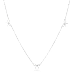 Sterling Silver Cubic Zirconia Bow Station Necklace