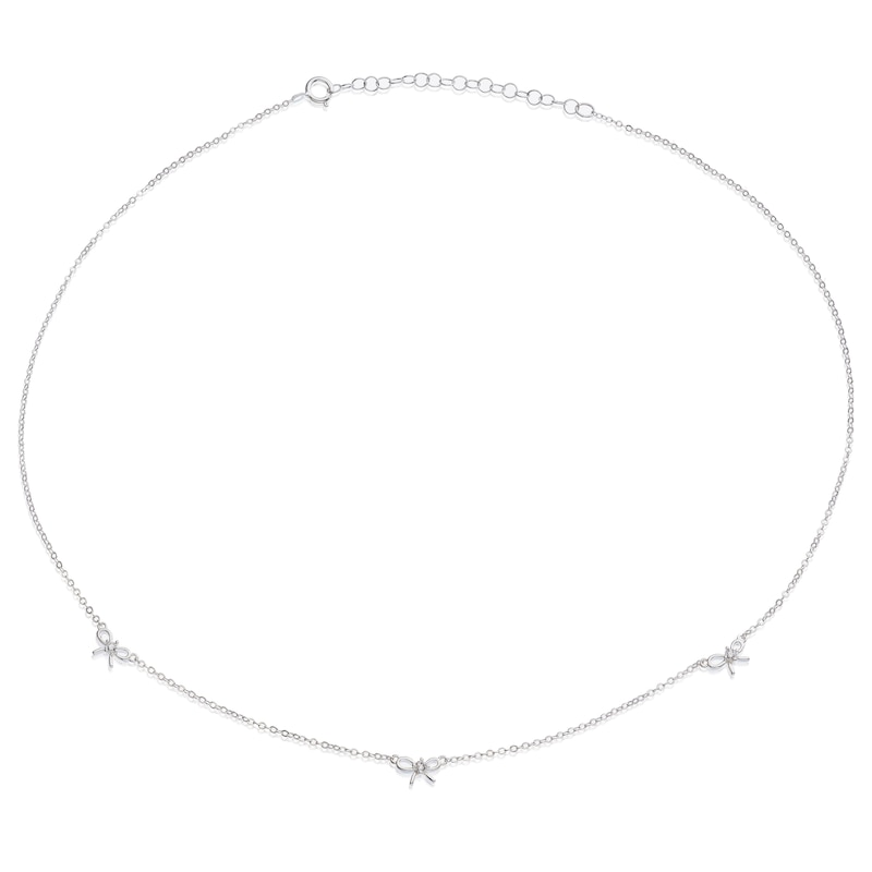 Main Image 2 of Sterling Silver Cubic Zirconia Bow Station Necklace