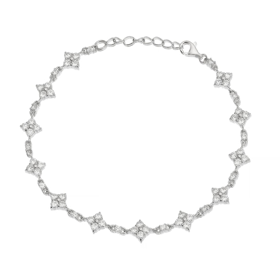 Sterling Silver Cubic Zirconia Flower Detail Bracelet