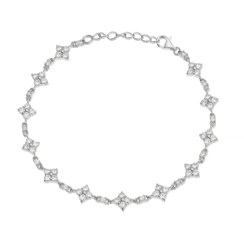 Main Image 1 of Sterling Silver Cubic Zirconia Flower Detail Bracelet