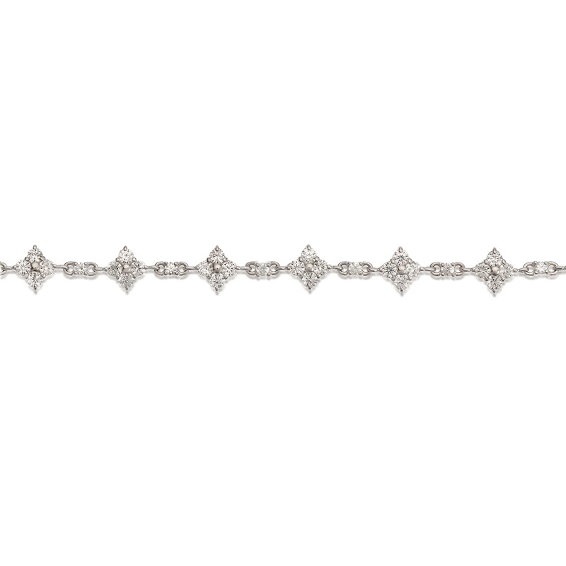Main Image 2 of Sterling Silver Cubic Zirconia Flower Detail Bracelet