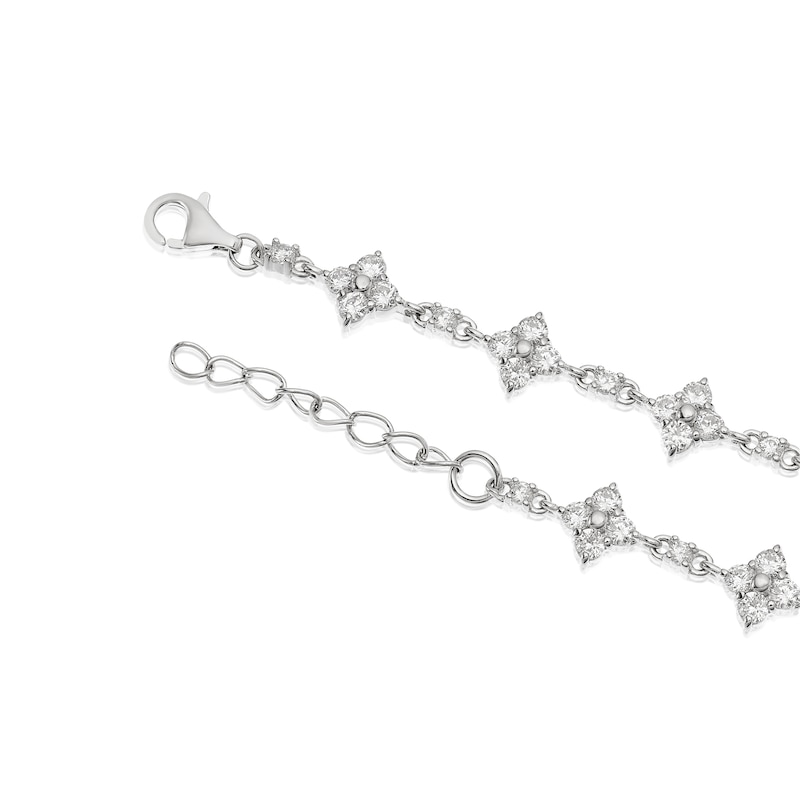 Main Image 3 of Sterling Silver Cubic Zirconia Flower Detail Bracelet