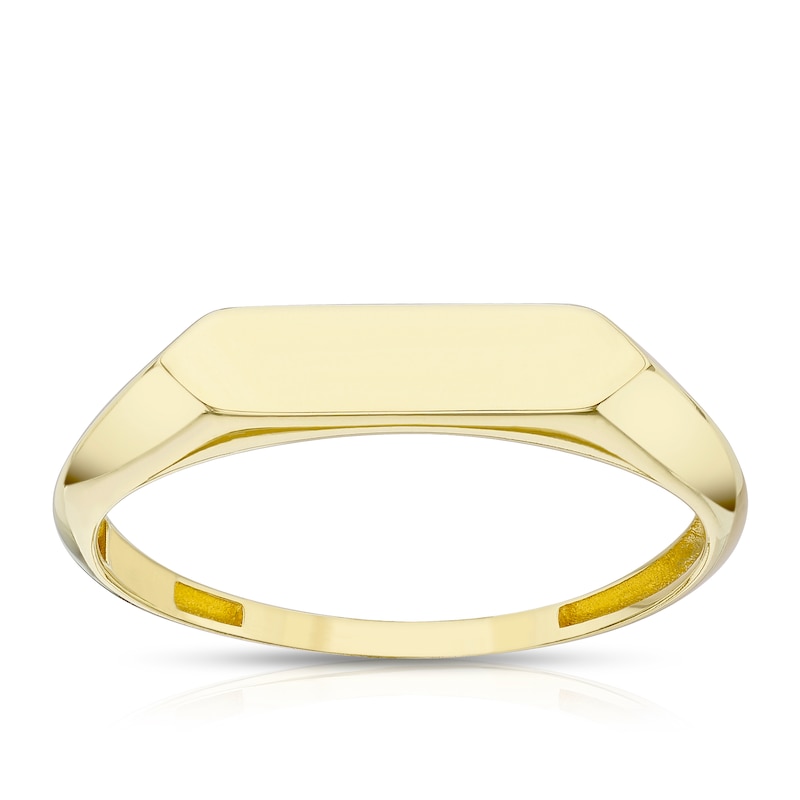 Main Image 1 of 9ct Yellow Gold Flat Slim Signet Ring