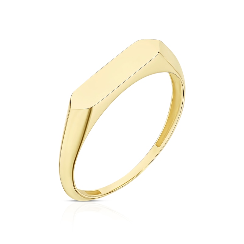 Main Image 2 of 9ct Yellow Gold Flat Slim Signet Ring