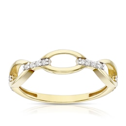 9ct Yellow Gold Cubic Zirconia Link Ring