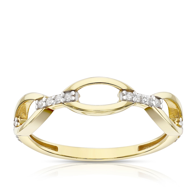 Main Image 1 of 9ct Yellow Gold Cubic Zirconia Link Ring