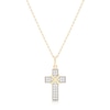 Thumbnail Image 1 of 9ct Yellow Gold Pavé Set Cubic Zirconia Cross Pendant Necklace