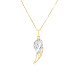 9ct Yellow Gold Cubic Zirconia Angel Wing Pendant Necklace