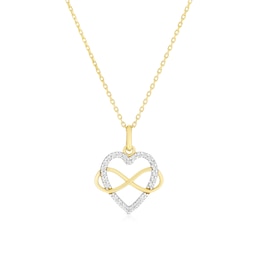 9ct Yellow Gold Cubic Zirconia Heart Infinity Pendant Necklace