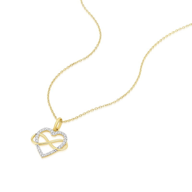 Main Image 2 of 9ct Yellow Gold Cubic Zirconia Heart Infinity Pendant Necklace
