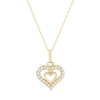 Thumbnail Image 1 of 9ct Yellow Gold Cubic Zirconia Double Heart Pendant Necklace