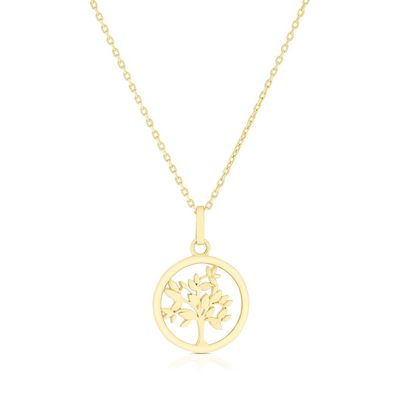 Main Image 1 of 9ct Yellow Gold Round Tree Pendant Necklace